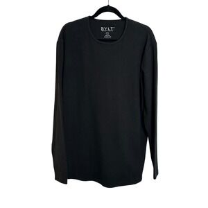 BYLT Premium Basics Thermal Knit Long Sleeve T Shirt Size L Black Casual Travel